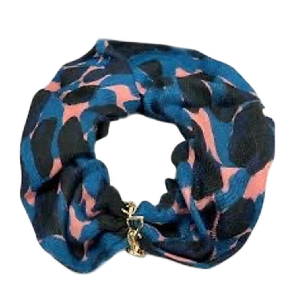 Saint Laurent NWT Cassandre Chouchou Hair Scrunchie in Blue Leopard Print